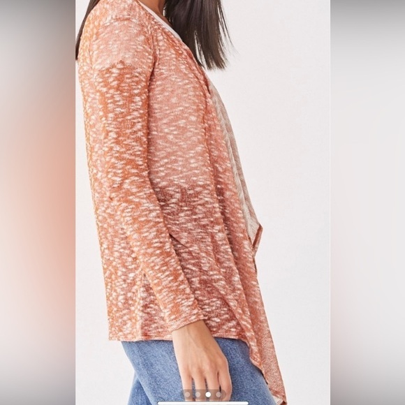 NWT forever 21 orange marbled open cardigan sweater M - Picture 3 of 4